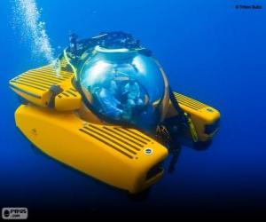 пазл Малая подводная лодка в нижней части моря